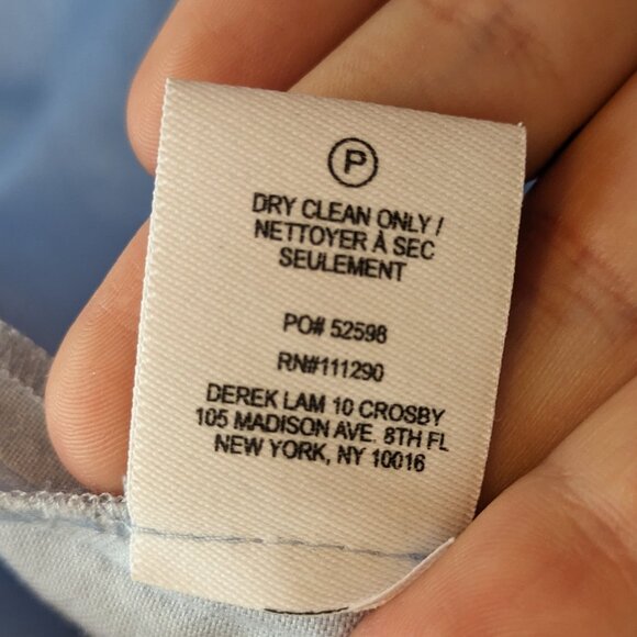 Derek Lam 10 Crosby Light Blue Striped Blouse Asymmetric Keyhole Ruffle Size 4 - Picture 9 of 11